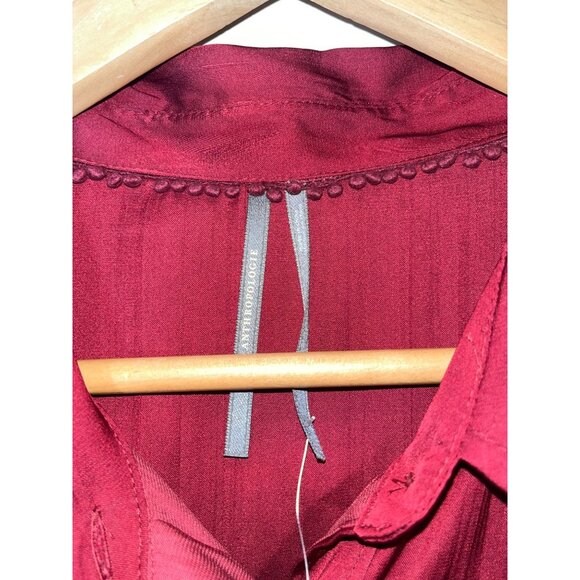 NWT Anthropologie Relaxed Button Down Shirt Wine Womens L Large - Picture 9 of 13